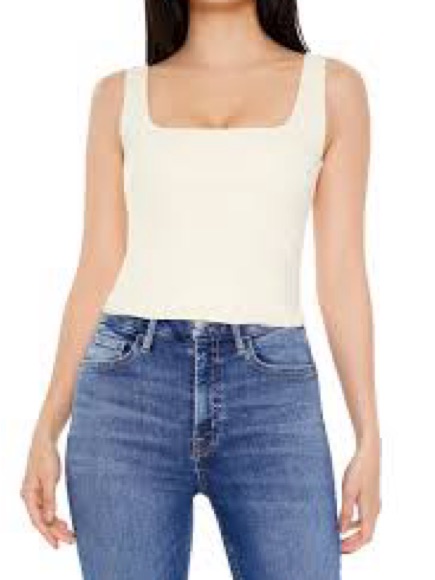 Forever 21 Cream Square Neck Tank Top